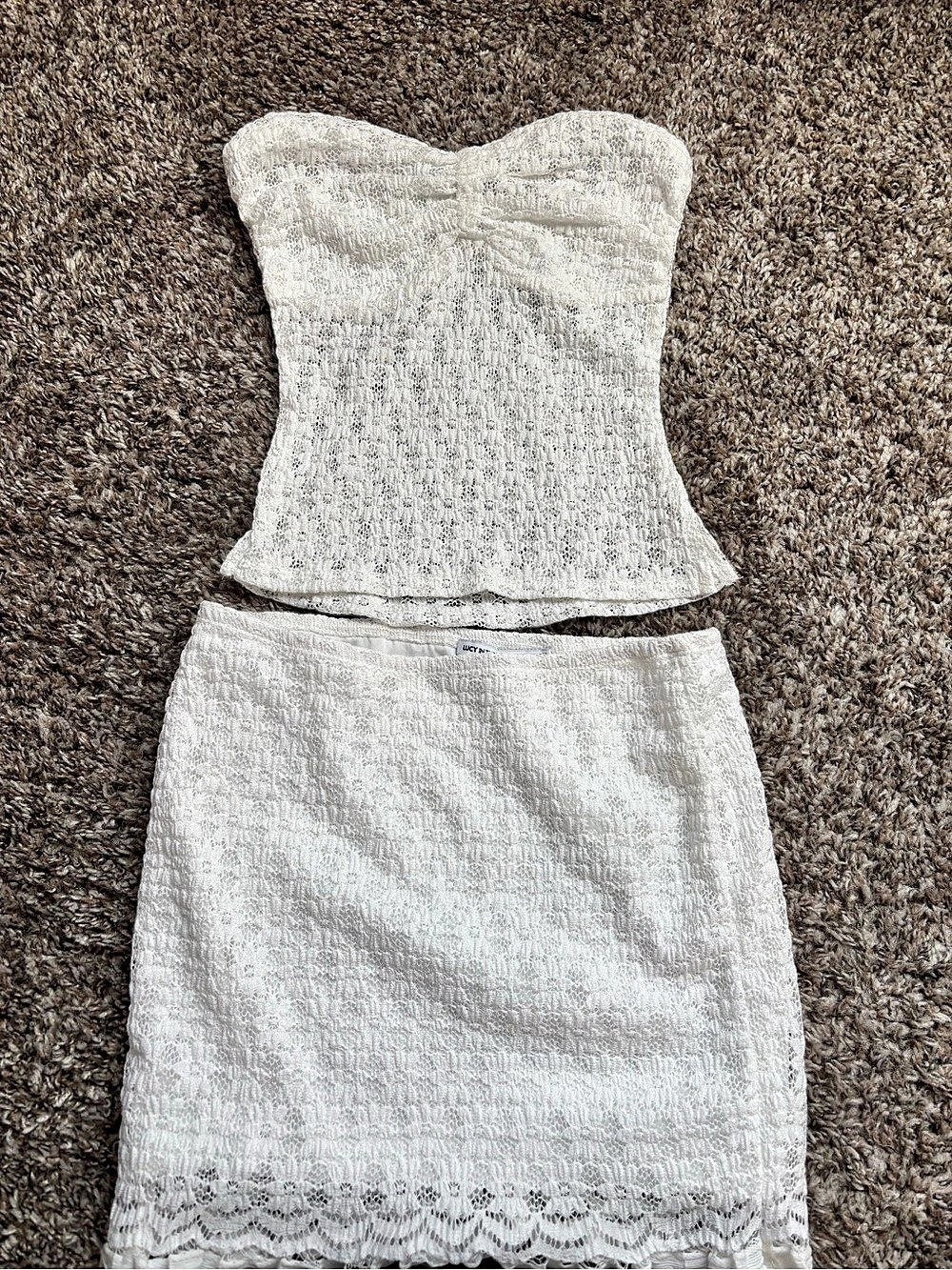 Lucy in the Sky Lace Two-Piece Skirt Set in White Size XS Like New